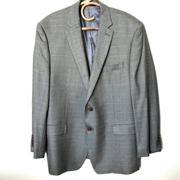 Lauren Ralph Lauren Western Houndstooth Blazer Jacket Silk Wool 46R